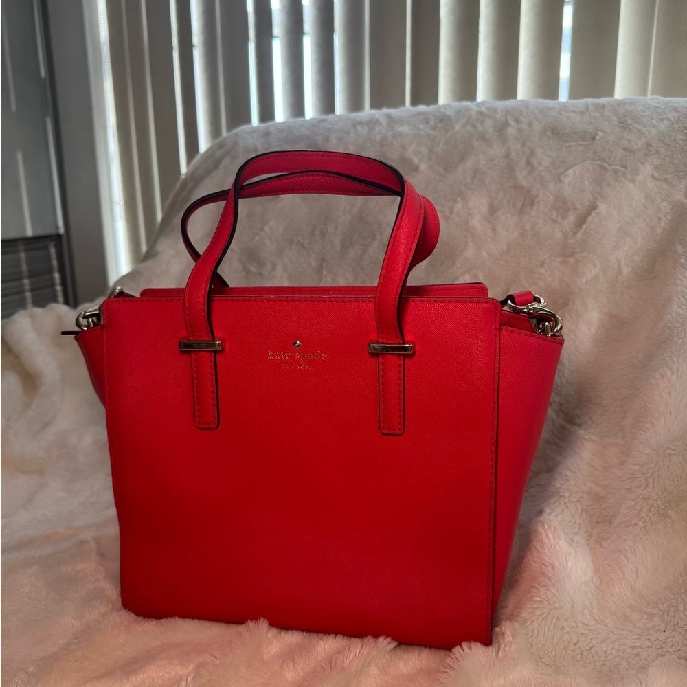 Kate Spade Red Satchel Bag with Black Hardware